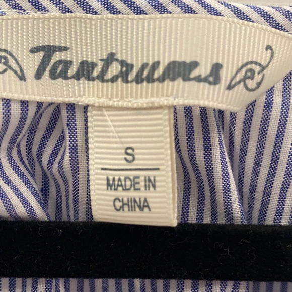 Blue and White Stripe Tantrums Peasant Blouse Size Small - Picture 3 of 7